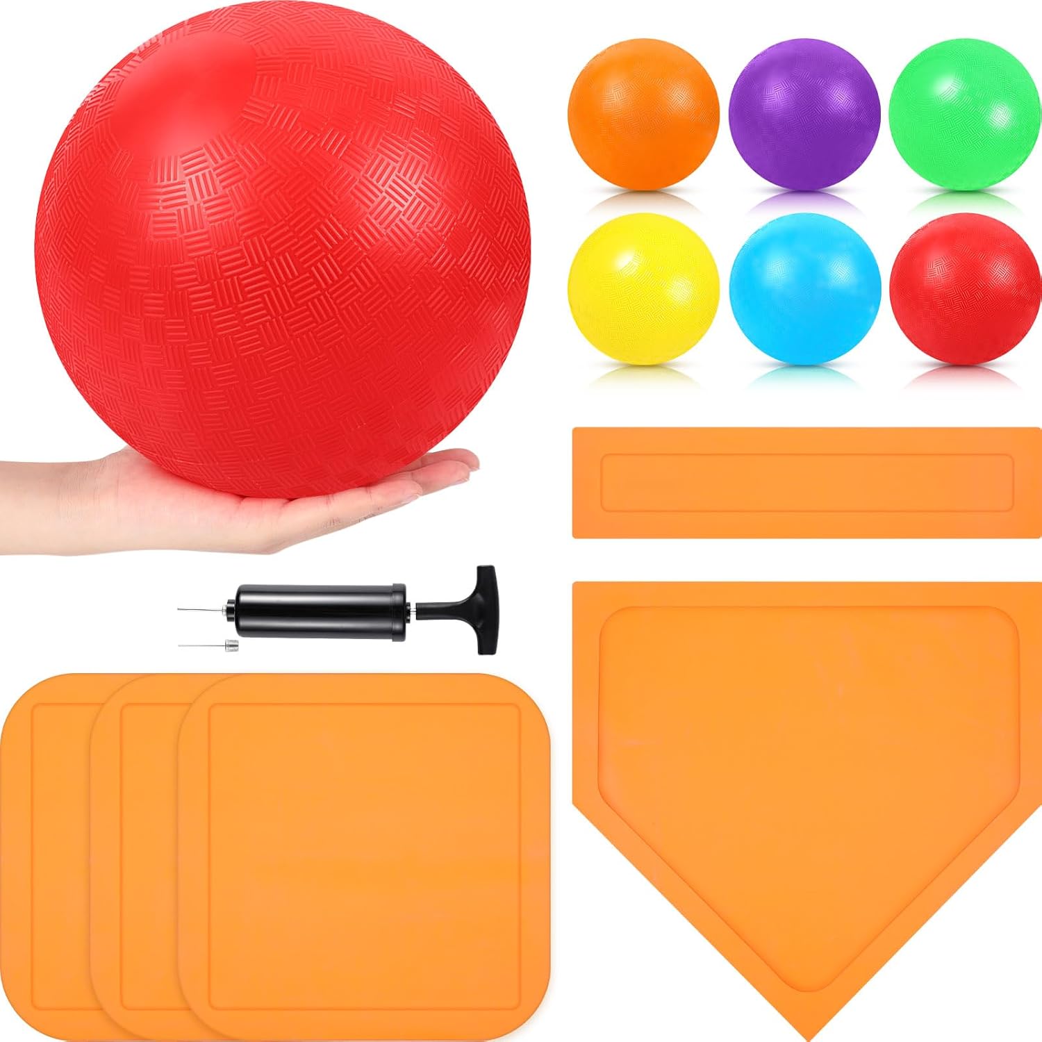 Hiboom 12 Pcs Dodgeball Set with Bases Playground Ball