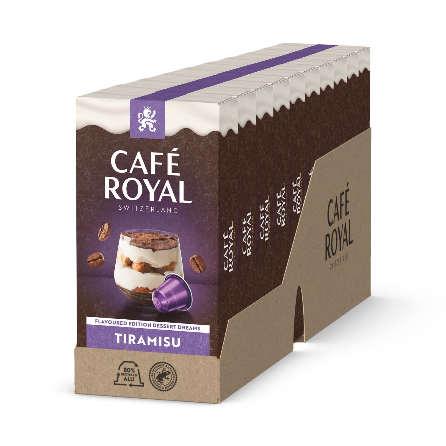 Café Royal Tiramisu – 100 Nespresso® Compatible Capsules, Light Roast, 100% Arabica, Flavoured Coffee