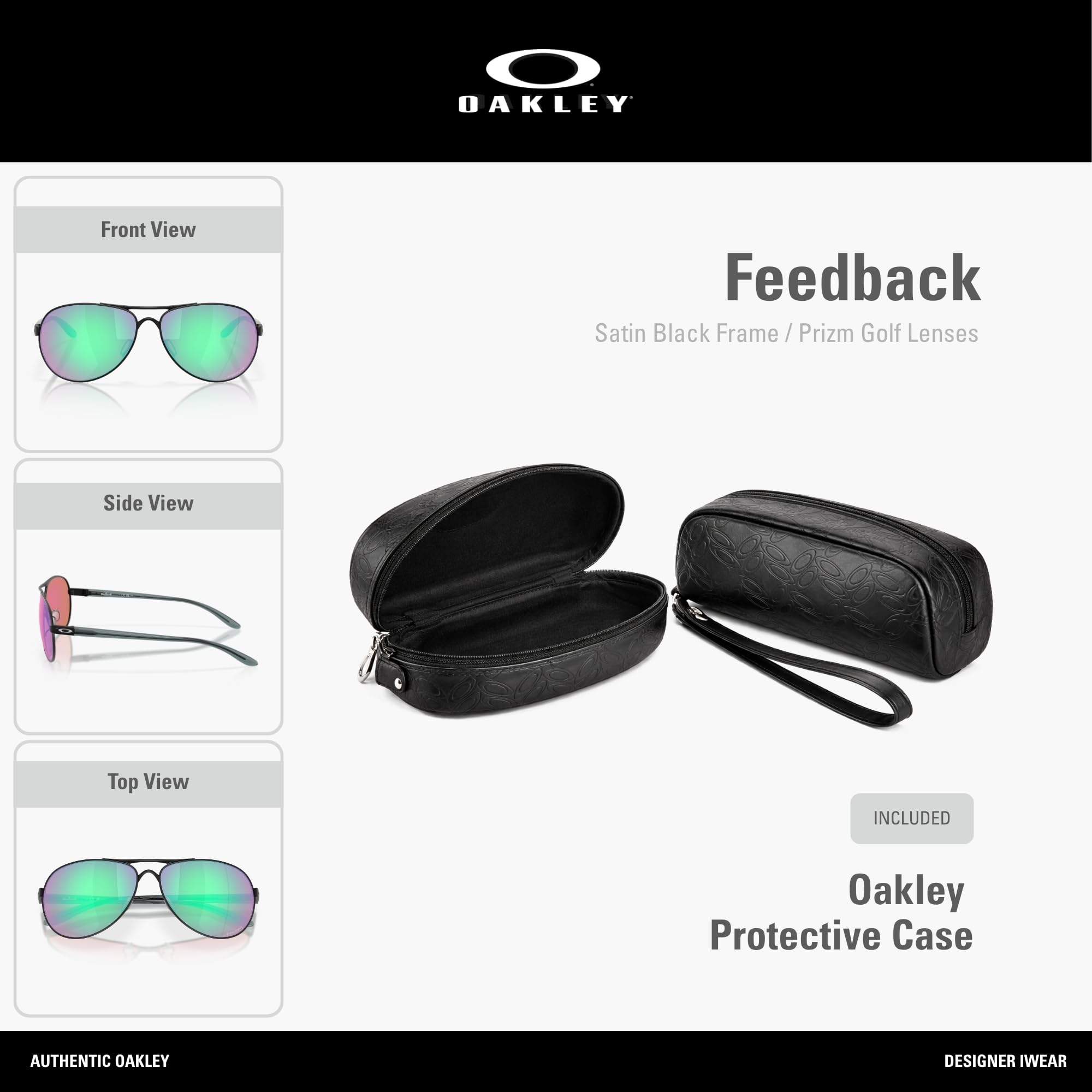 Oakley Damskie okulary przeciwsłoneczne Oo4079 Feedback Pilot, Satynowy czarny/Prizm Golf, Medium