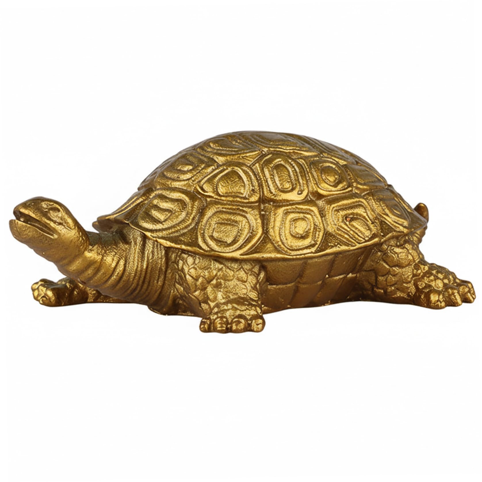 Neptuiby Brass Turtle Gold Turtle Figurines Handcrafted Golden Statue for Home Decor Tortoise Figurine for Desk Shelf Display
