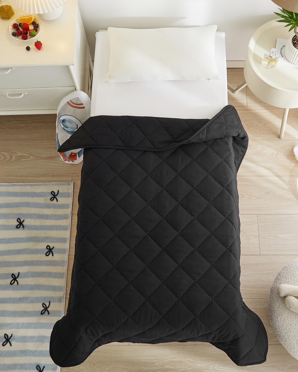 Toddler Comforter - Down Alternative Toddler Microfiber Comforter - Lightweight & Warm Baby Quilt Blanket - Soft & Breathable - Kids Duvet Insert for Crib, Stroller - Machine Washable - 39x47 (Black)