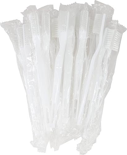Miniatura 4 de Cepillo de dientes desechable a granel  300 unidades  Suave 30 mechones envueltos individualmente, cepillo de dientes blanco, ideal para invitados,