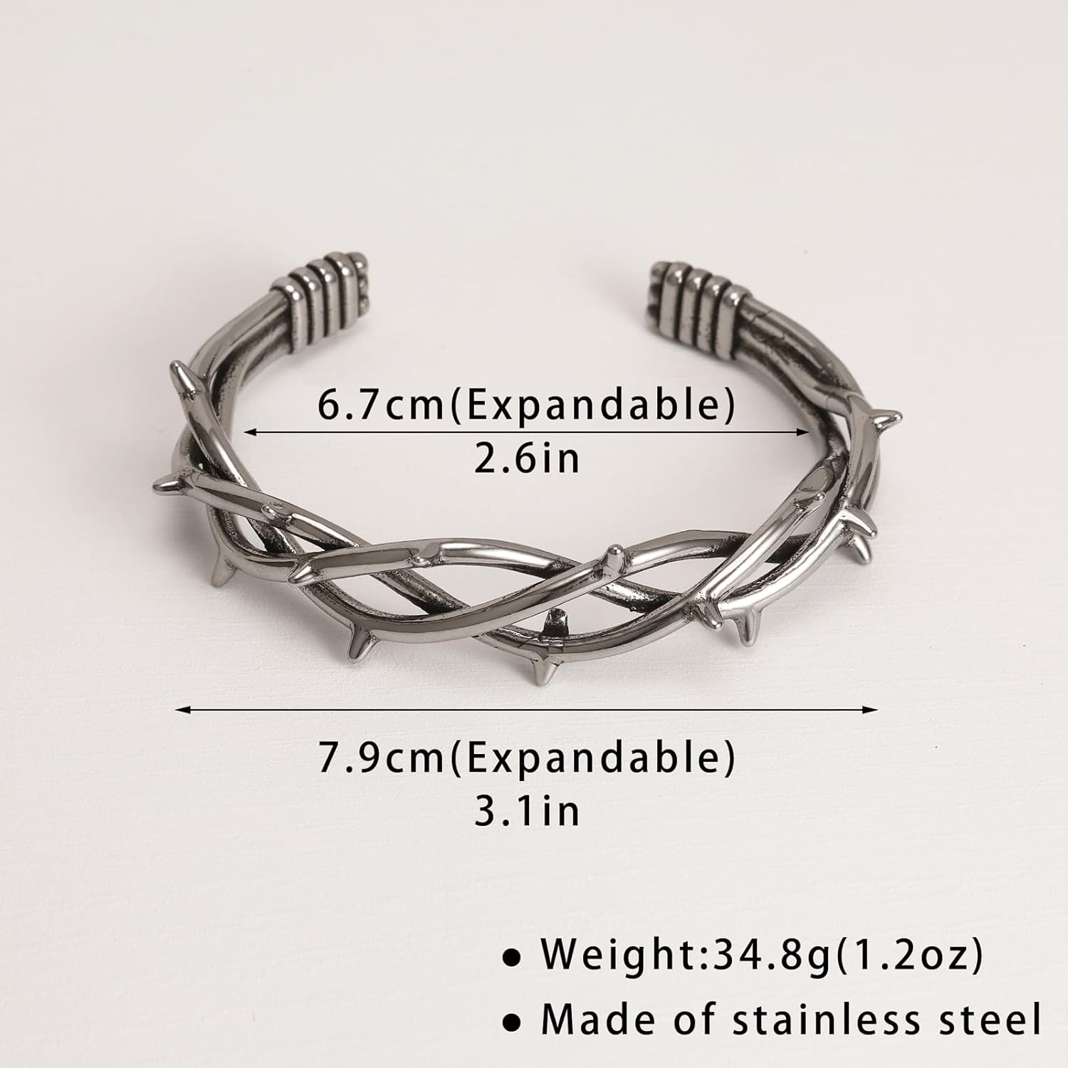 Dr's gift Gothic Barbed Wire Bracelet for Men,Stainless Steel Thorn Cuff Bracelet,Punk Spike Bangle Bracelets - Image 7