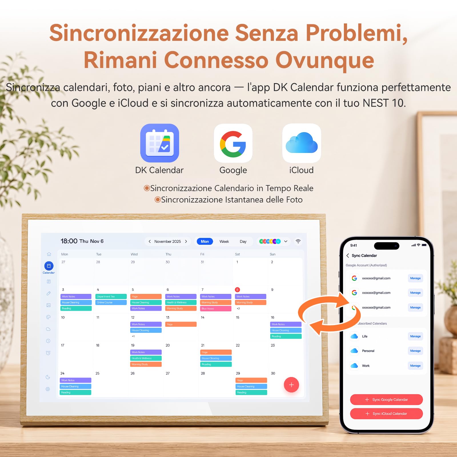 Blackview Calendario Digitale 10,1" per Casa e Ufficio – Organizer Familiare Multifunzionale con Orologio, Pianificazione Settimanale e Mensile, Home Completa, Sync Google/iCloud/DK Calendar