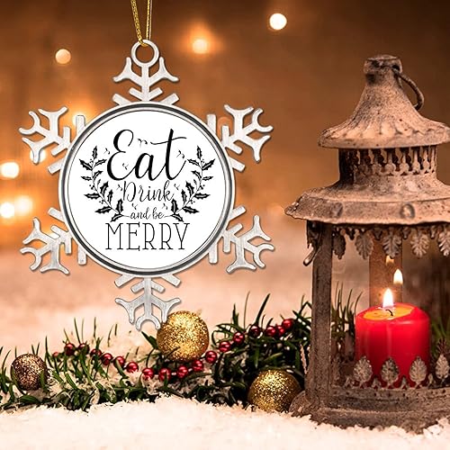 Vista 56 de Adorno de Navidad de metal, feliz año nuevo, recuerdo de Navidad, copos de nieve, adornos de Navidad, citas divertidas, adornos de árbol de Navidad