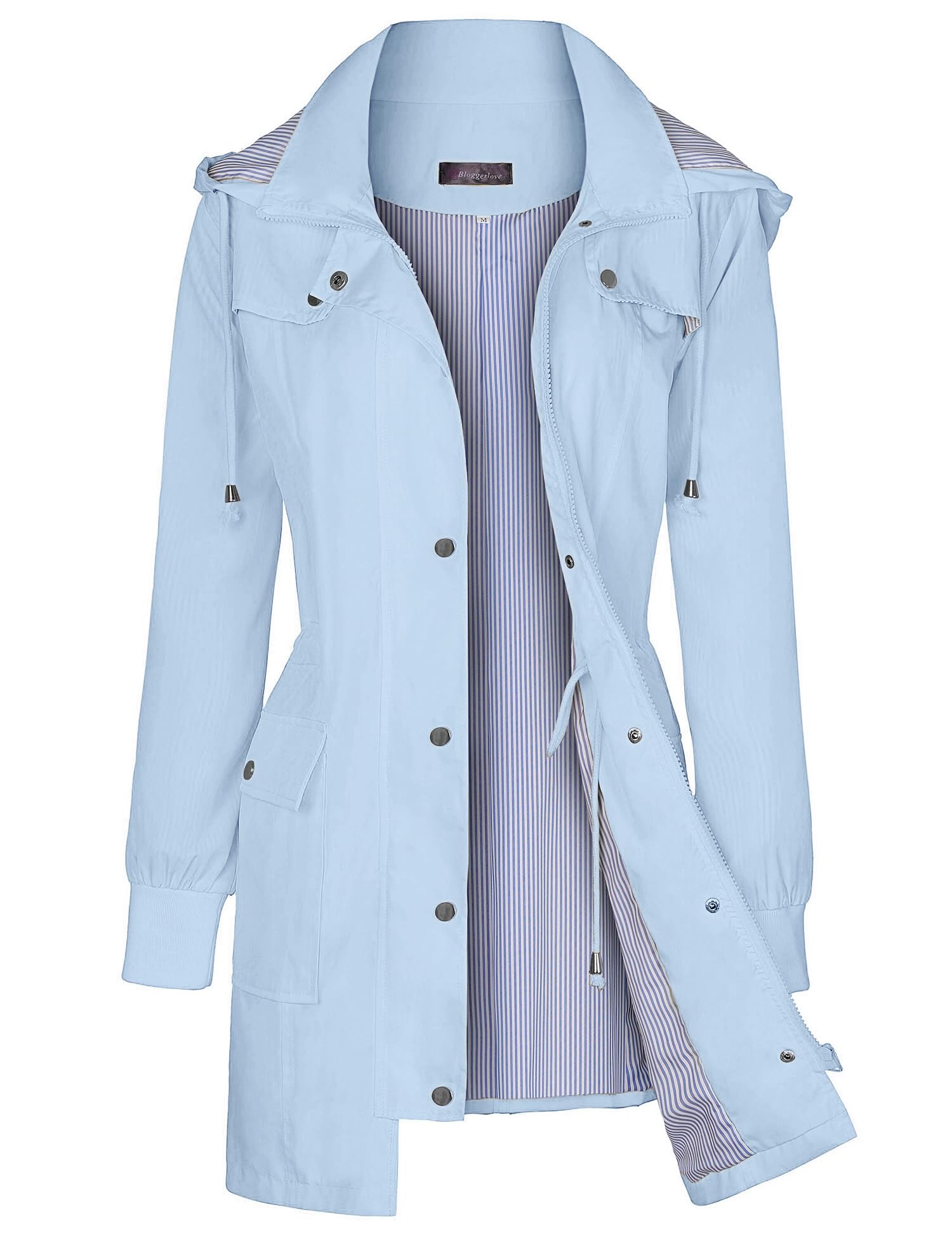 Rain Jacket Women Lightweight Raincoat Waterproof Windbreaker Striped Climbing Outdoor Hooded Trench Coats S-XXL