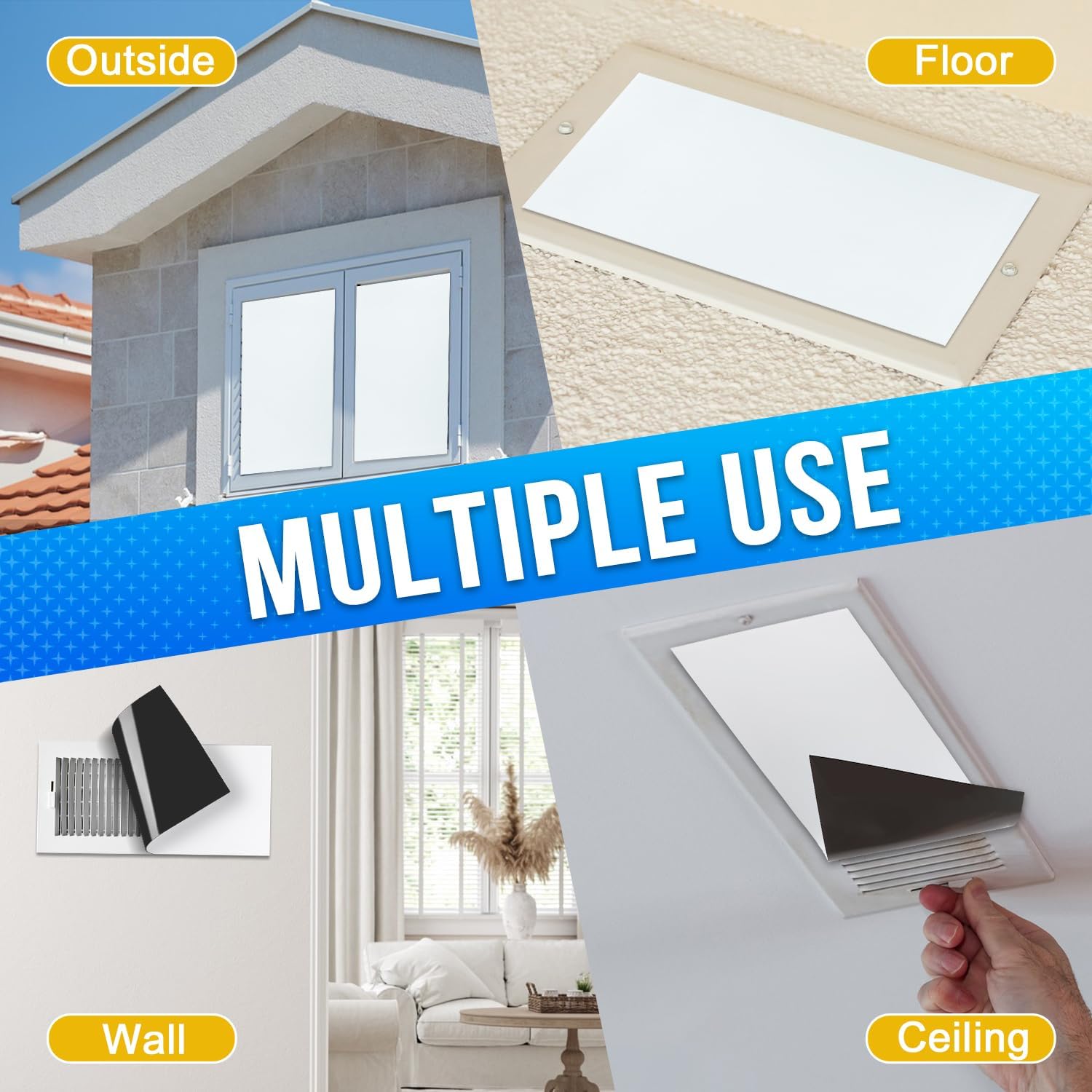 E BAVITE 6 Pack Magnetic Vent Covers, Strong Vent Covers 5.5x12inch Magnetic Vent Covers Flexible Magnets in Sheet Form for Iron Floor HVAC and AC Vents