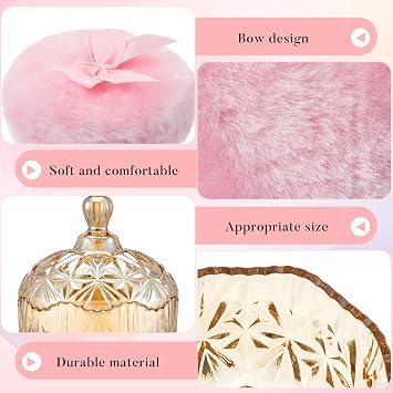 Tioncy 3 Pcs Body Powder Container with Velour Puffs,Amber