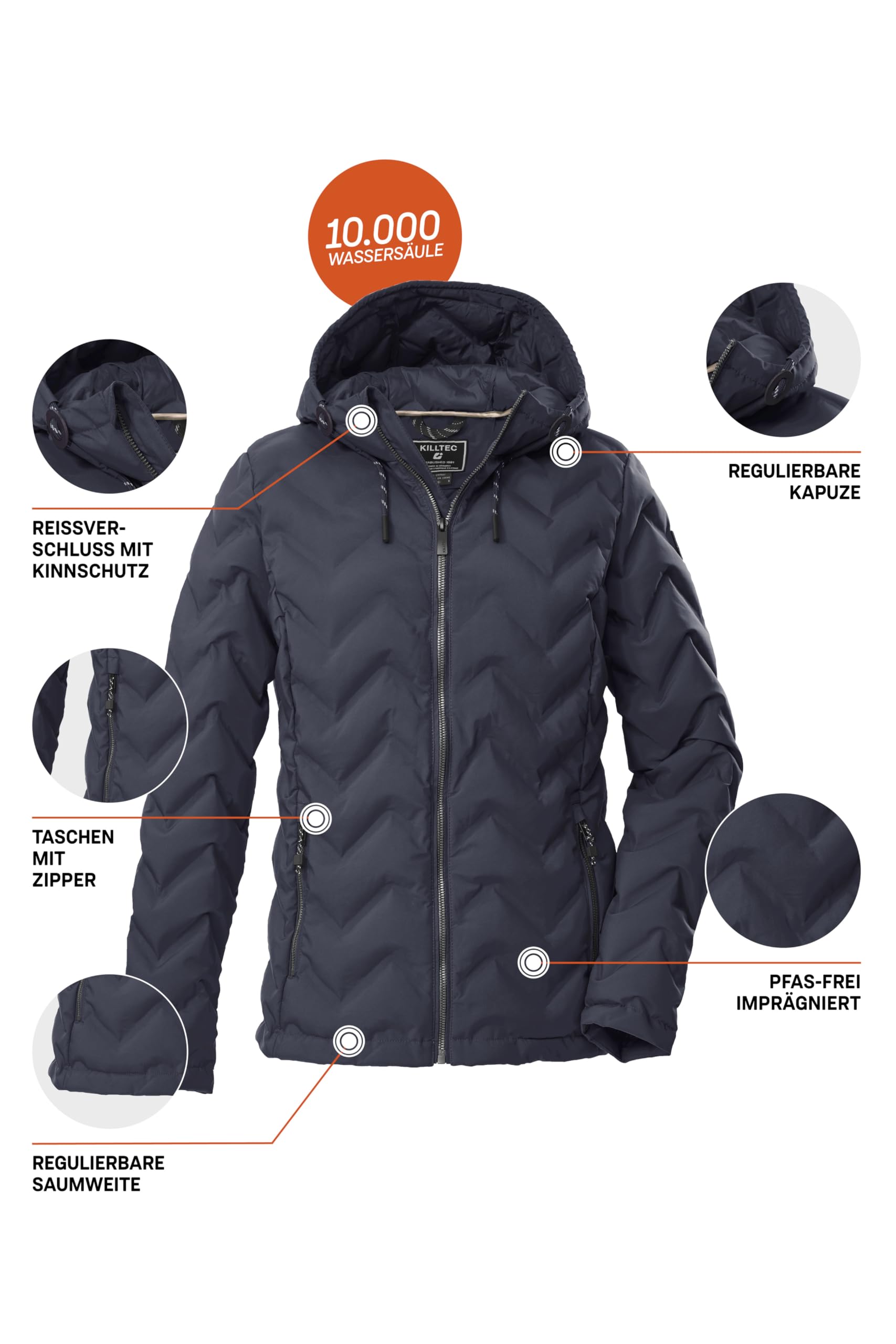 Killtec Kow 23 Wmn Qltd Jckt Chaqueta acolchada/chaqueta funcional con aspecto de plumón y capucha Mujer (Pack de 1)
