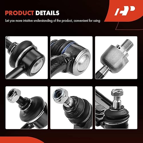 Miniatura 9 de A-Premium Juego de 8, brazo de control inferior delantero, barra estabilizadora, extremo de barra de acoplamiento interior exterior, compatible con