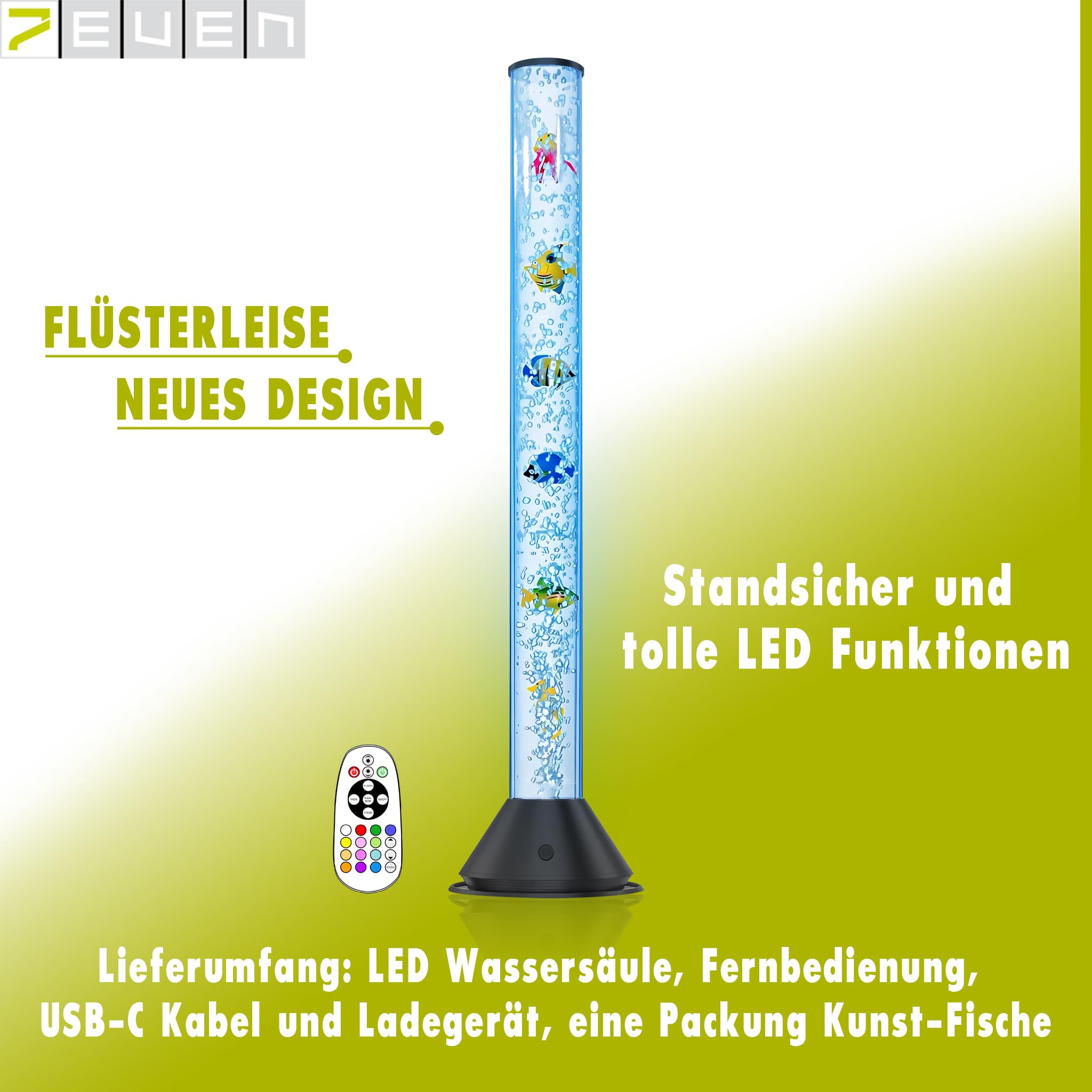 7even LED-Design & Sprudel-Wassersäule mit Fernbedienung 120cm Hoch (120)