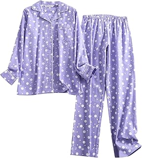 Generisch Delgado Compatible con Hacer Pijama de franela de algodón para mujer, talla grande, holgado, de manga larga, de manga larga, para primavera y invierno, conjunto de pantalones de manga larga