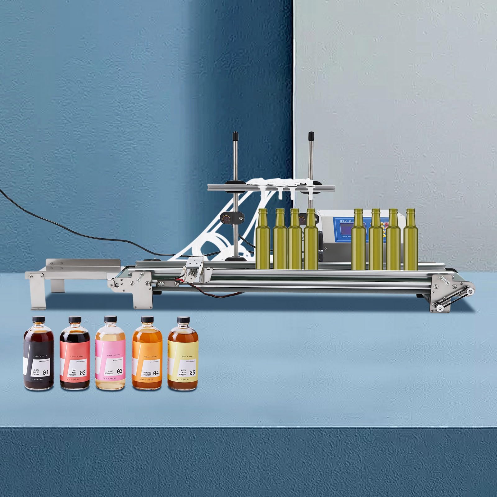 Máquina de llenado con cinta transportadora máquina de llenado automática para líquidos Bomba de membrana 10-500ml boquillas de llenado ajustables para botellas 20-90 mm adecuado para bebidas vinos
