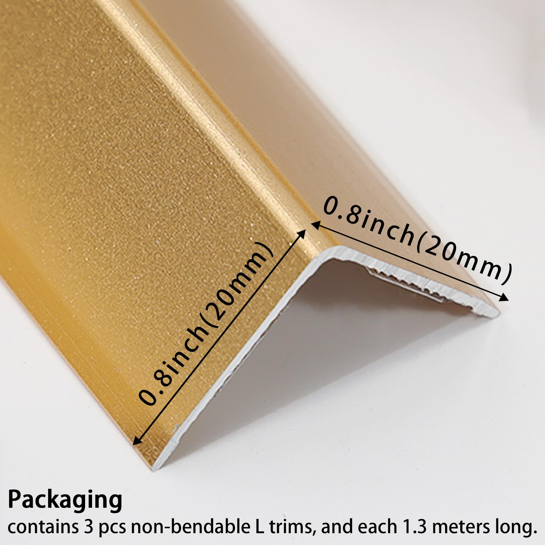 Coengwui Paraspigoli in alluminio, stacca e attacca, modanatura a forma di L, per protezione e decorazione del telaio della porta di parete, tavolo (oro opaco, 3 pezzi x 1,3 m x 2 cm)