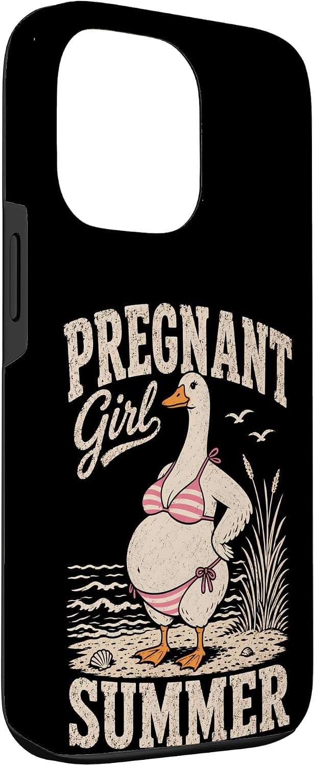 Pregnant Girl Summer Vacation Beach Funny Goose New Mom Case for iPhone 13 Pro image 3