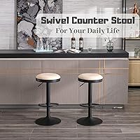 Vista 4 de Taburetes de bar sin espalda, juego de 4 taburetes de bar redondos ajustables para encimera de cocina, taburete giratorio de altura de barra, silla