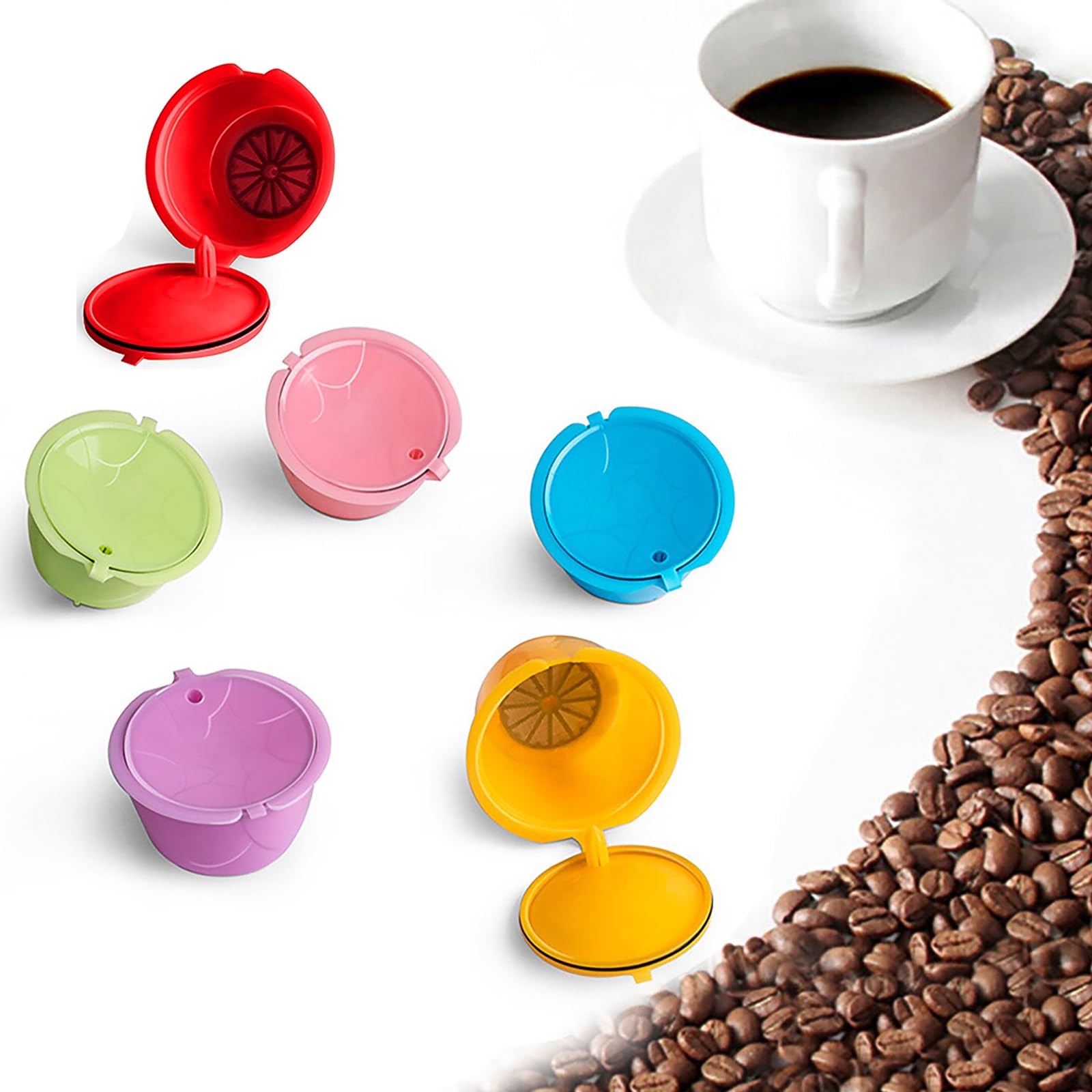 6 Piezas Cápsulas Filtros De Café, Cápsulas De Café Recargables Capsulas Reutilizables Para Cafetera, Cápsulas De Café para accesorios de máquina de café Dolce Gusto