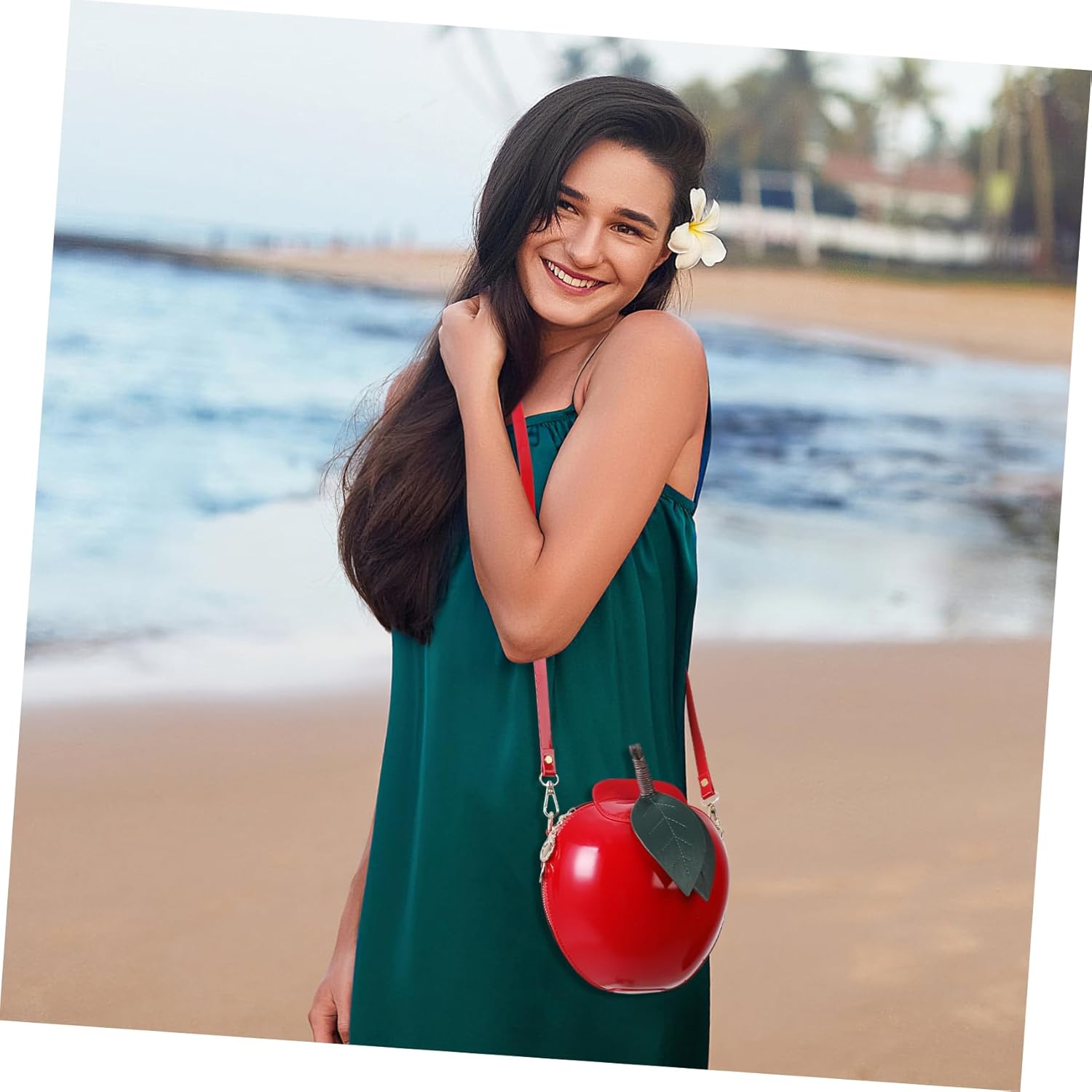 Garneck Apple Shaped Crossbody Bag for Women Apple Messenger Cute Red Shaped Crossbody Purse With Removable Chain Pu Novelty Purses For Women Girl - Image 8