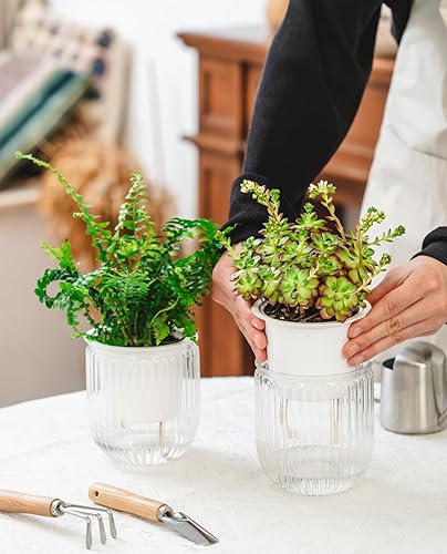 Miniatura 3 de Josteve Macetas colgantes de riego automático de 4.5 pulgadas, con agujeros de drenaje, macetas colgantes pequeñas para exteriores, nivel de agua