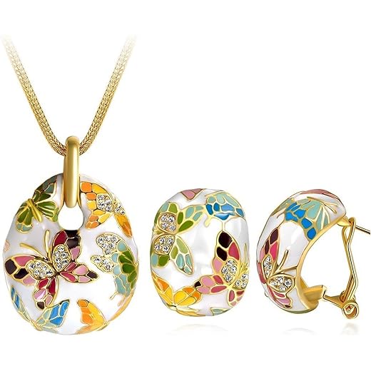 YouBella Enamel Necklace & Earrings Set