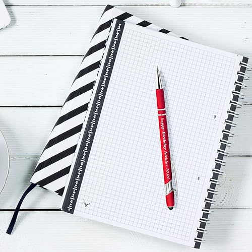 Miniatura 41 de Bolígrafos personalizados con punta de lápiz capacitivo, bolígrafos grabados personalizados, bolígrafo de tacto suave, tinta negra impresa sin