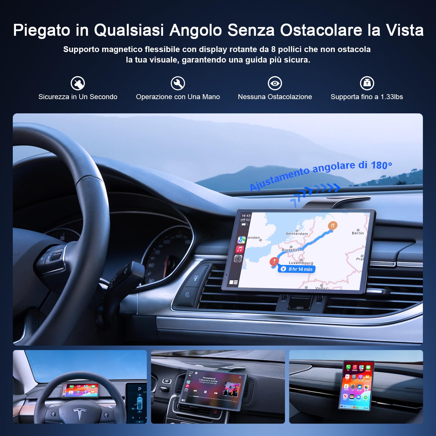 Avylet Carplay 1080P Screen Magnetic WiFi GPS - Dettaglio