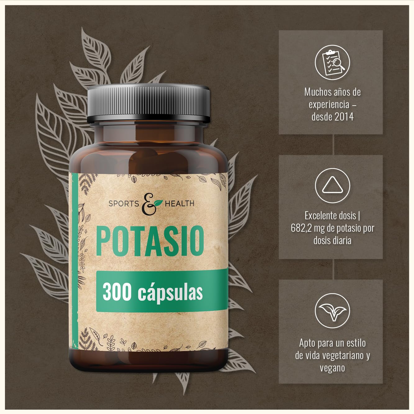 Potasio capsulas de Alta Dosis - 300 Cápsulas - Vegano - 616,5 mg de Citrato de Potasio por Dosis Diaria, Potassium Citrate