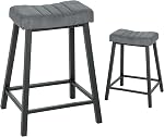 HOMCOM Set of 3 Bar Stools, 26 "Counter Height Bar Stools with Curved Saddle Seat, Modern Velvet Padded Bar Chairs with Kitchen Island Footstools, Dining Room, Grey
