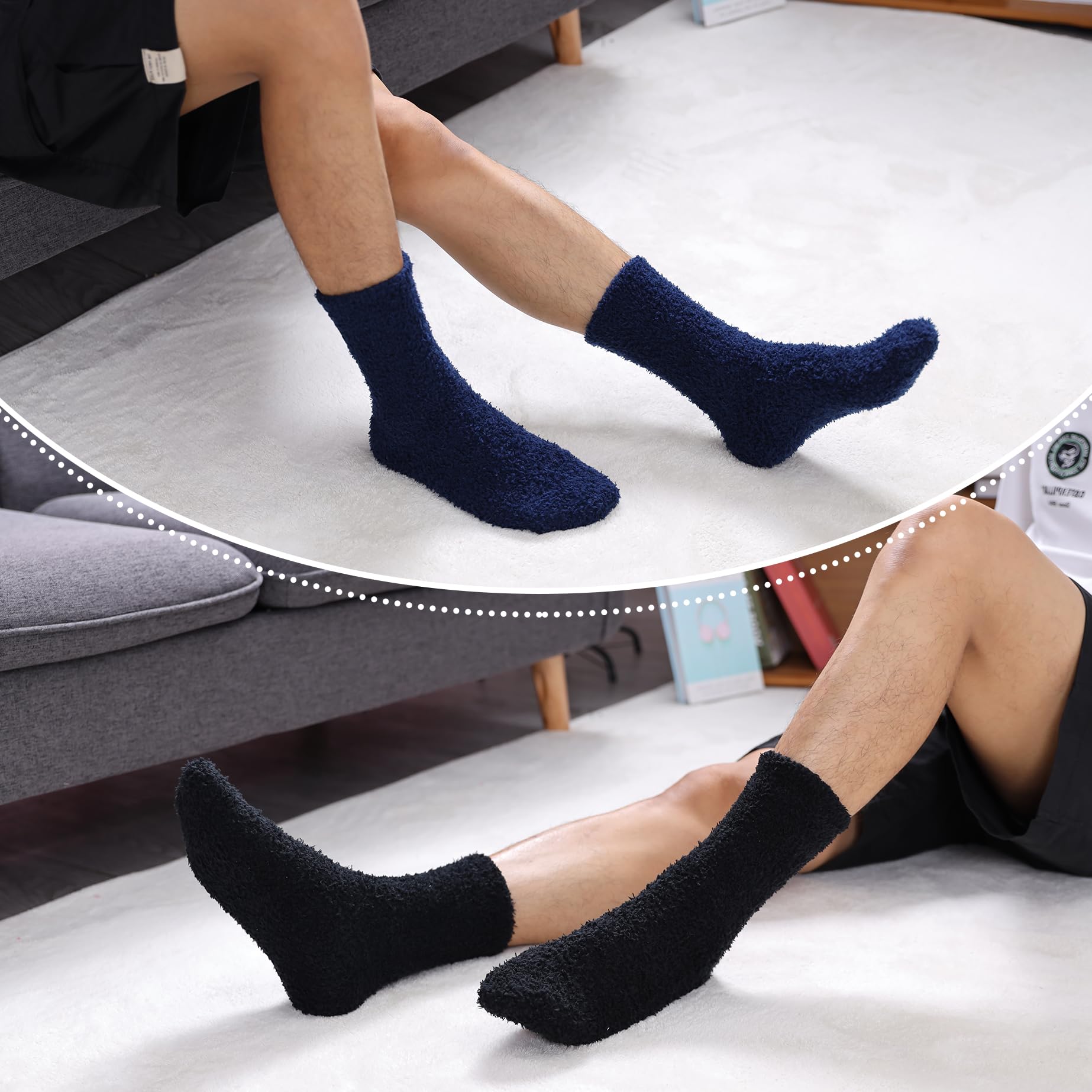 LINEMIN Calcetines mullidos para hombre, microfibra, 5/6 pares