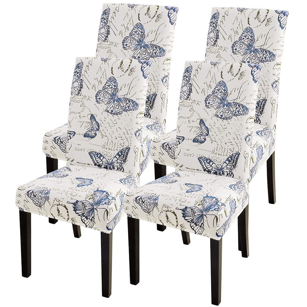 NIBESSER Stretch Pattern Chair Covers for Dining Room Set of 4, Floral Printed Stretchable Dining Parsons Chair Slipcover Washable Removable Seat Protector Decor for Home Party Banquet