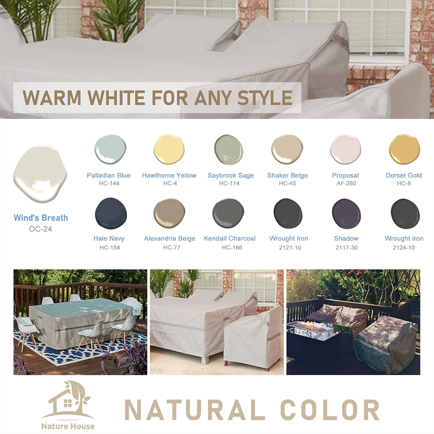 MR. COVER Chaise Lounge Cover, Patio Lounge Chair Cover, 86L x 34W x 32H Inches, Waterproof & UV Protection, Neutral Color, Amenre Series: Kitchen & Dining