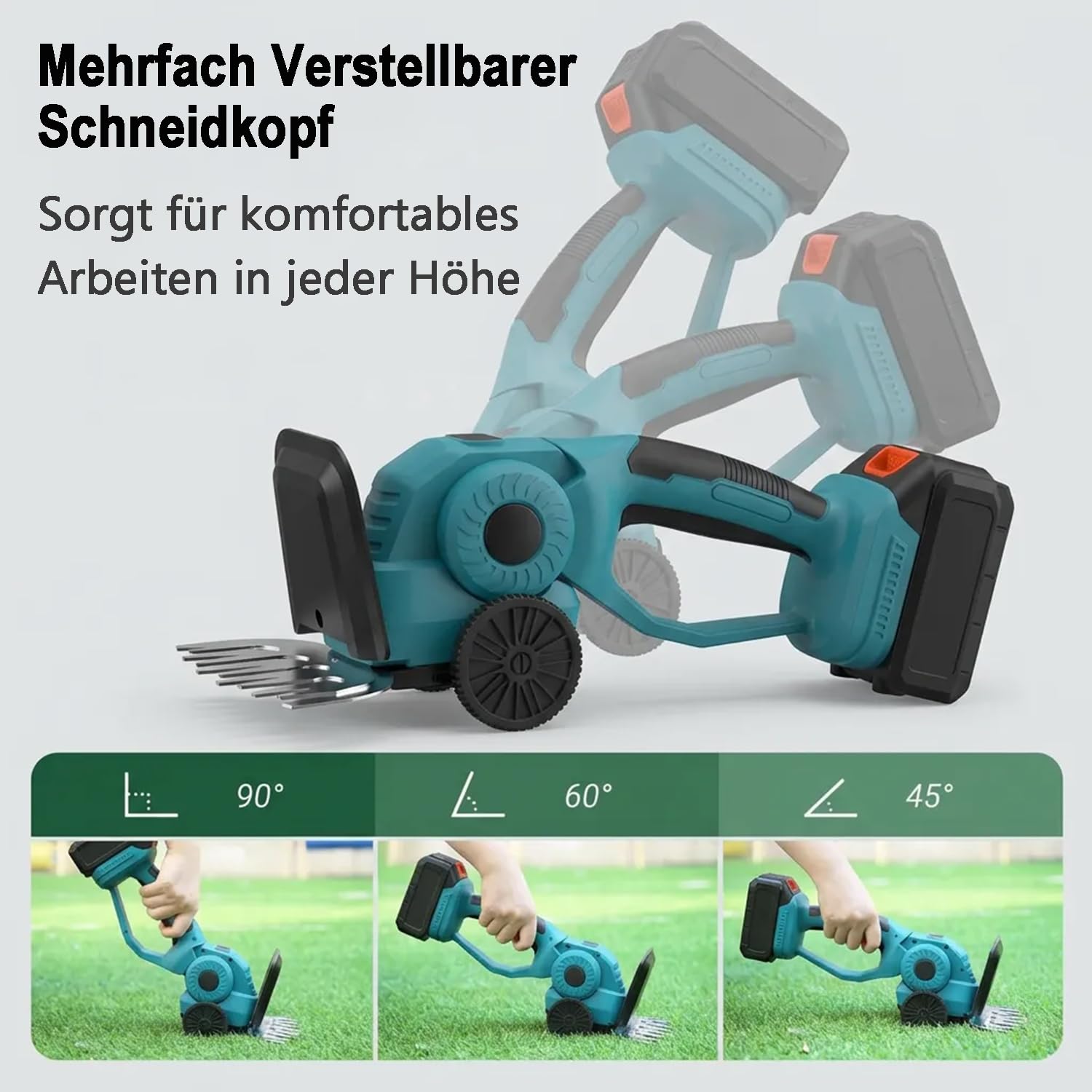 Akku-Heckenschere für Makita Akkus,2-in-1 Akku Grasschere und Strauchschere | Elektrische Gartenschere mit 2x2,0Ah Batterien & Ladegerät,Schnittbreite 12cm, Schnittlänge 23cm, für Garten,Hof und Rasen