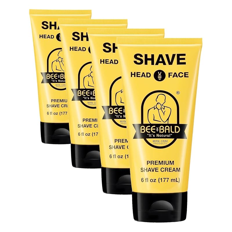 Bee Bald SHAVE Creme de Barbear, 177 mL, Pacote com 4