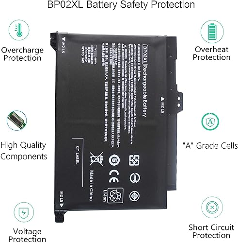 Miniatura 5 de BP02XL 849909-850 - Batería para laptop compatible con HP Pavilion PC 15 Series 15-AU000 15-AU010WM 15-AU018WM 15-AW000 15-AU123CL 15-AW053NR Series