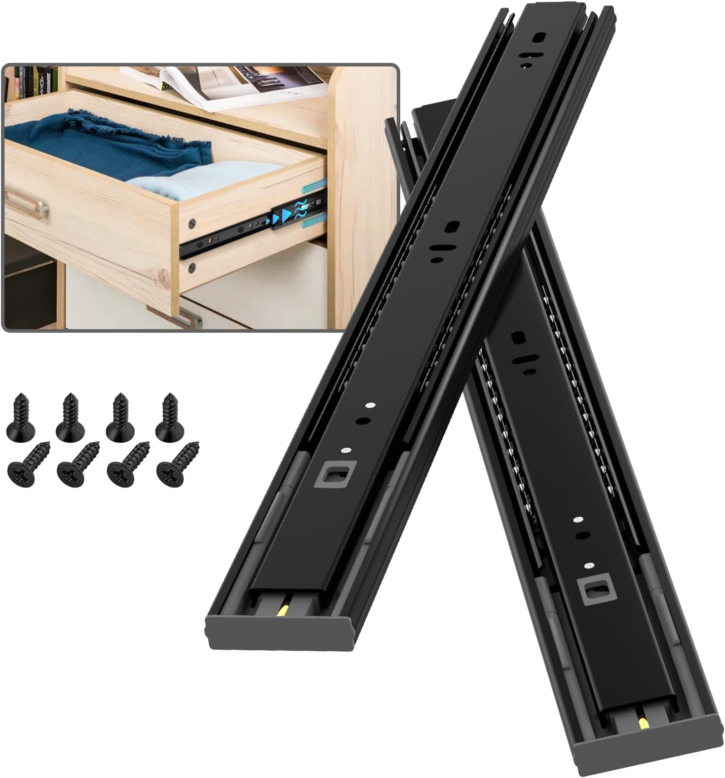 Guide De Tiroir à Extension Complète De 400 Mm, Capacité De Charge De 45 Kg Guide Lateral Avec Roulement A Billes 1 Paire 2 Pieces 98135858