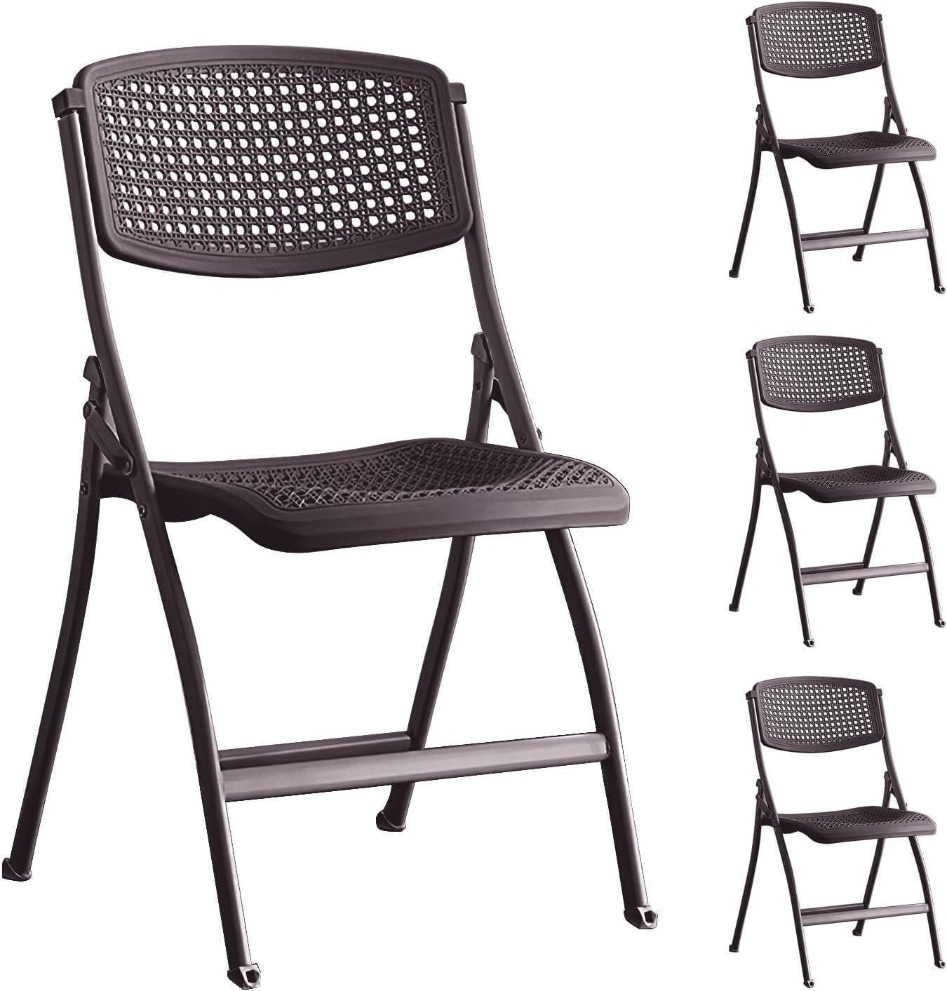 Plastic Folding Chair - 4 Pack 440LB Weight Capacity Comfortable Event Chair-Lightweight Folding(White)