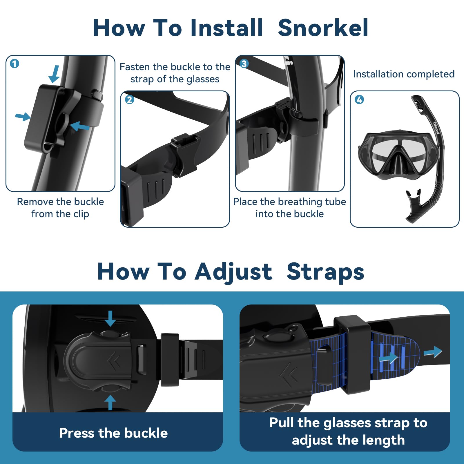 Maschera Subacquea Bambini, Maschera Snorkeling Bambino Con Lenti In PVC, Panoramici A 180°, Con Guarnizione In Silicone, Anti-Perdita e Ppannamento, Occhialini Nuoto Bambini 4-10 Età