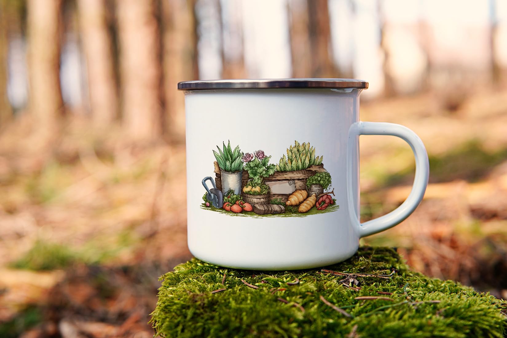 MAXIKIWI - Durable Enamel Coffee or Tea Camping Mug for Indoor Outdoor Use - Gardening Collection - 350ml - Image 2
