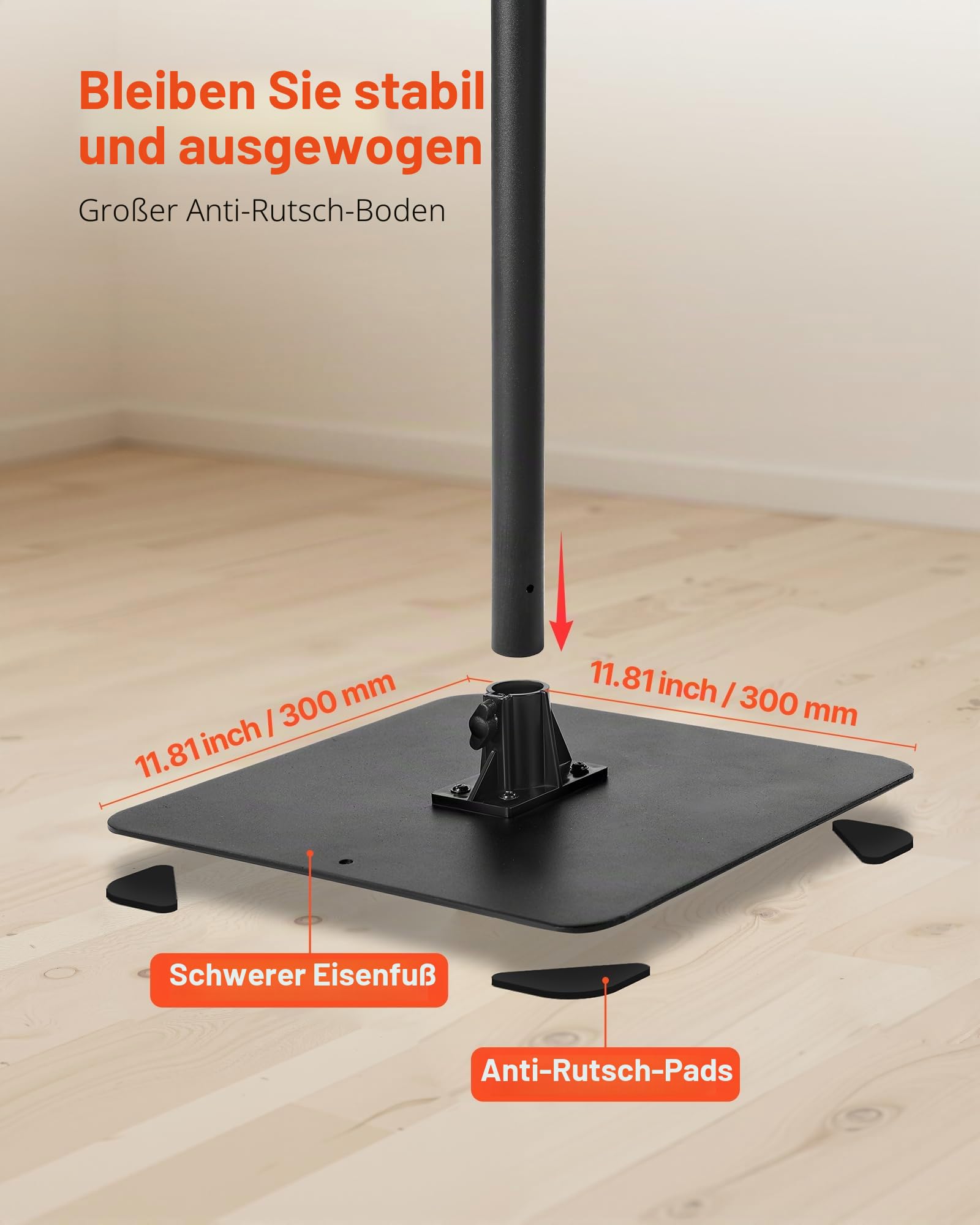 VEVOR Projektorständer Beamer Ständer höhenverstellbar 72-157 cm, 360° horizontal drehbarer Bodenständer für Projektor, multifunktionale Halterung für Meetings, Filme im Freien 30 x 40 x 157 cm