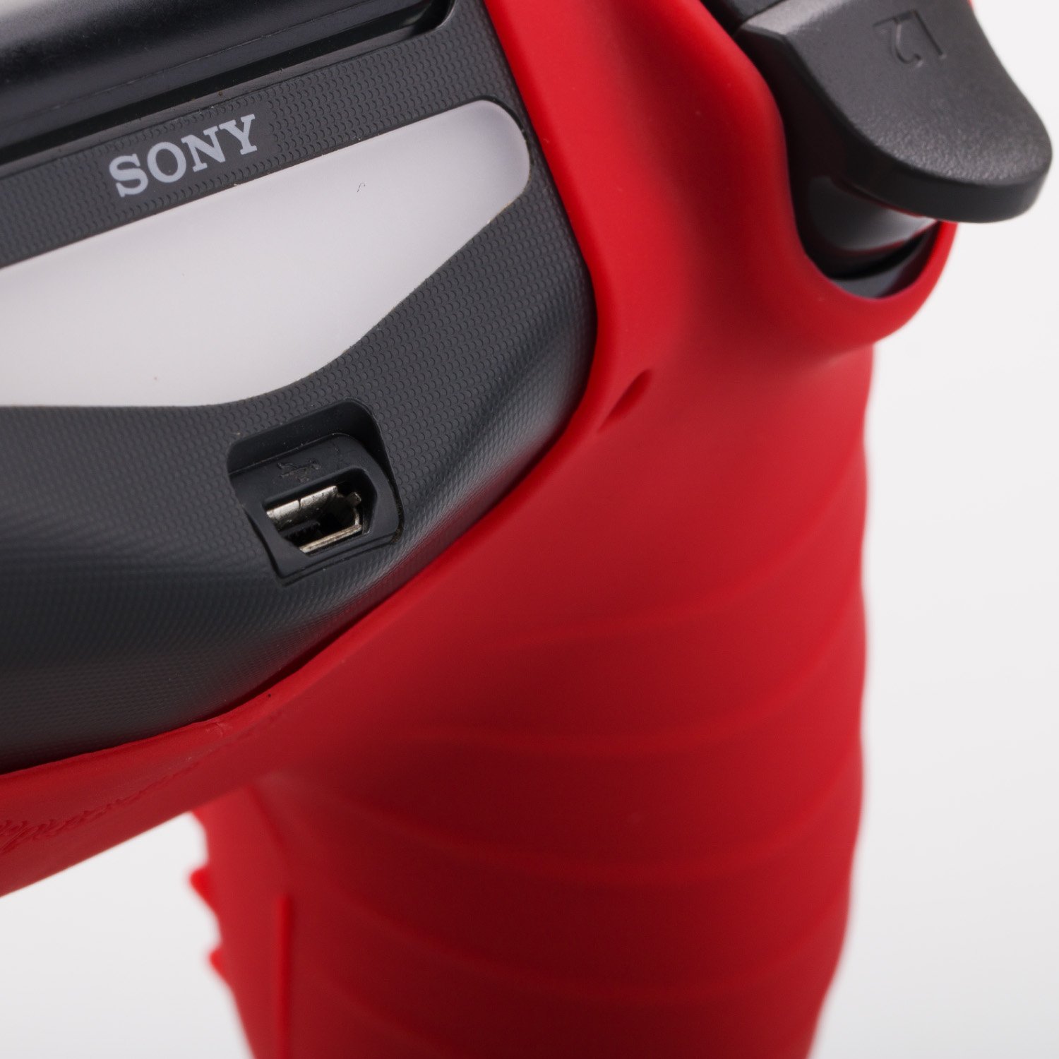BORCHIE silicone custodie cover pelle antiscivolo per PS4 controller x 1 (rosso) + FPS PRO thumb grips pollice prese x 8
