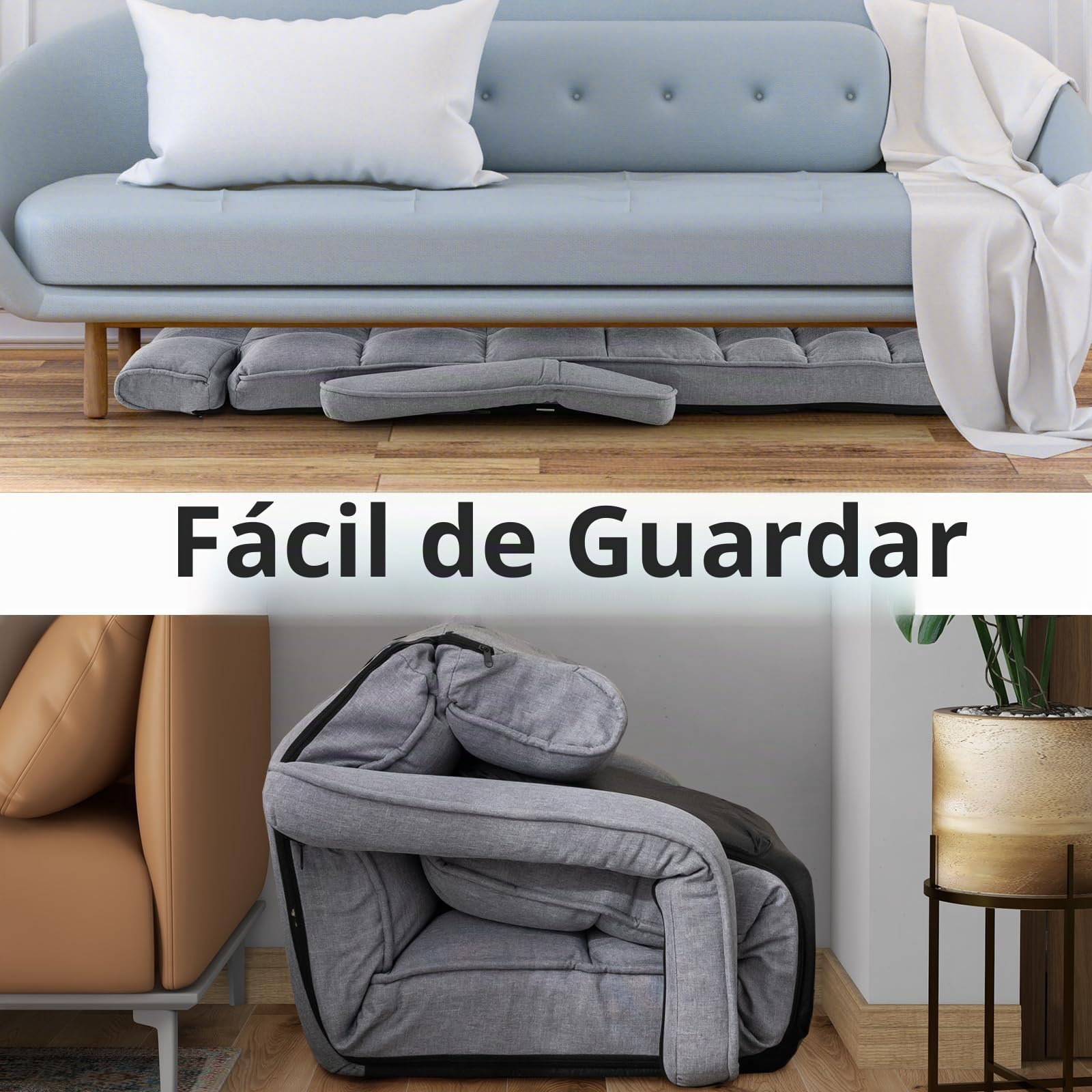 GOPLUS Sillón Relax Reclinable en 6 Posiciones, Sillla Suelo Plegable con Cojín Acolchado, Sofá Orejero Individual para Lectura y Gamer en Dormitorio,196 x 72 x 19.5 cm, Gris (Gris Oscuro)