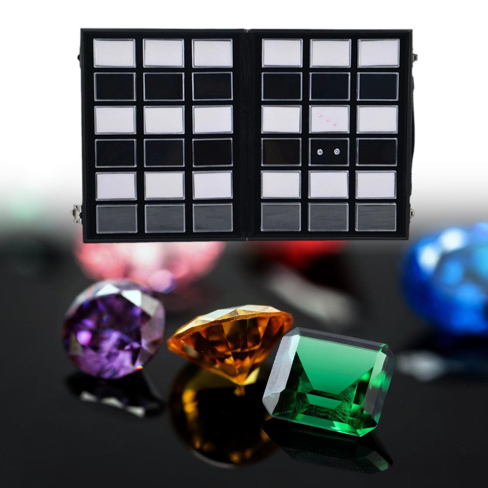 Expositor acrílico para joyas Organizador， Joyero rectangular acrílico con organizador mango de cuero