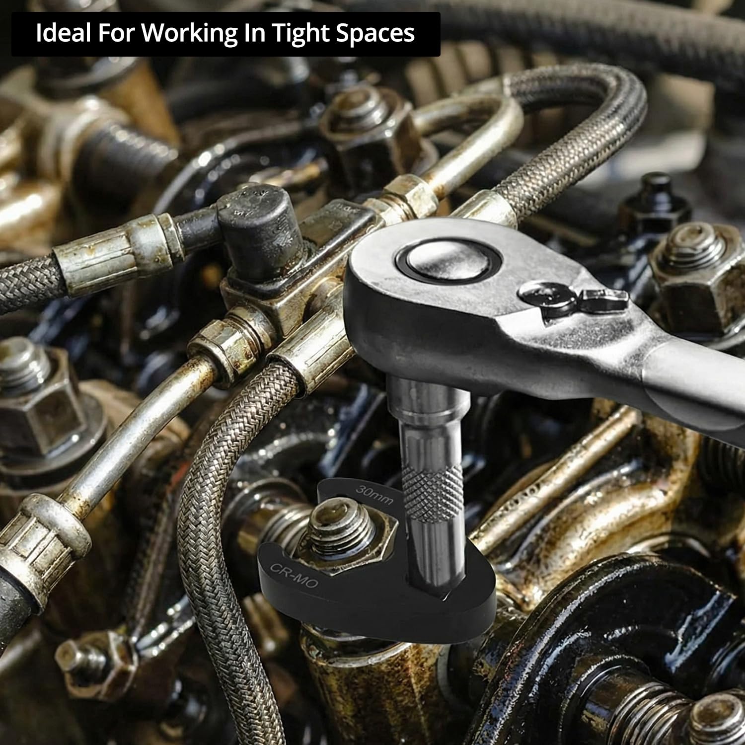 QWORK® 19 pezzi set di chiavi combinate crowfoot, attacco esterno quadrato 3/8" 1/2", chiavi metriche da 8-32mm in cromo molibdeno