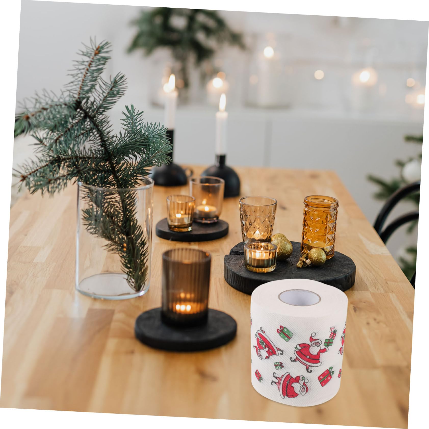minkissy 5 Rotoli Tovaglioli di Carta per Feste Natalizie Tovaglioli Usa e Getta in Carta Doppia Spessore Motivi Natalizi per Natale e Feste Tema