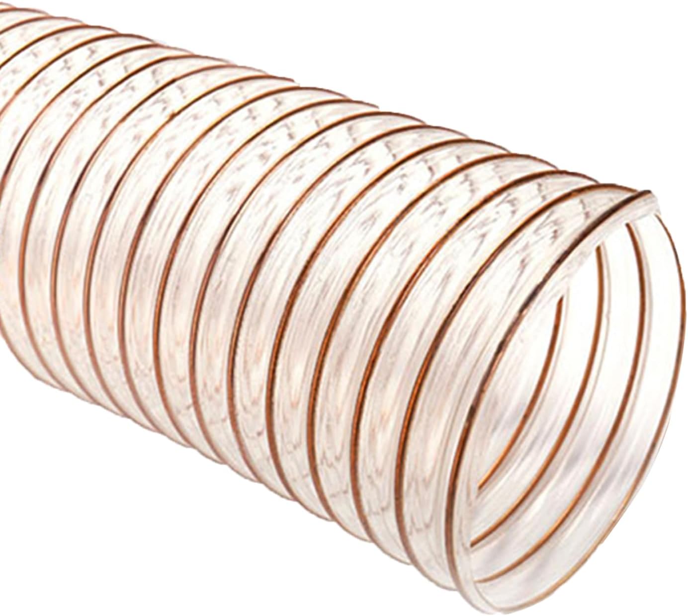PU Polyurethane 1M Transparent Ducting Flexible Hose Wall Thickness 0.63MM Air Duct with Copper-Plated Steel Wire for Food Industry,Inner Diameter 140MM