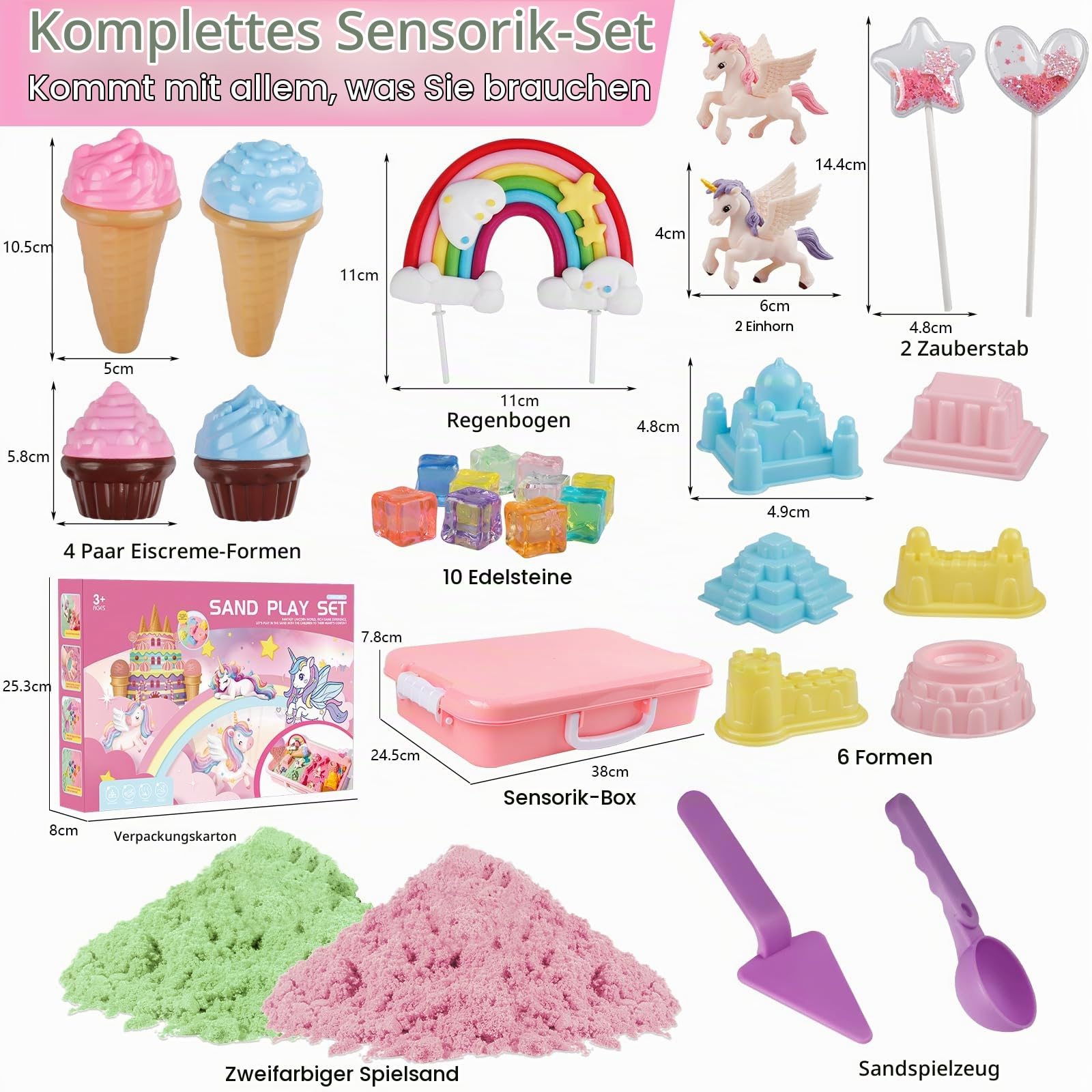 Aliex Magic Play Sand Set für Mädchen, Einhorn Sand Set | Magic Spielsand Spielzeug Geschenk für Mädchen 3 4 5 6 7 8 Jahre