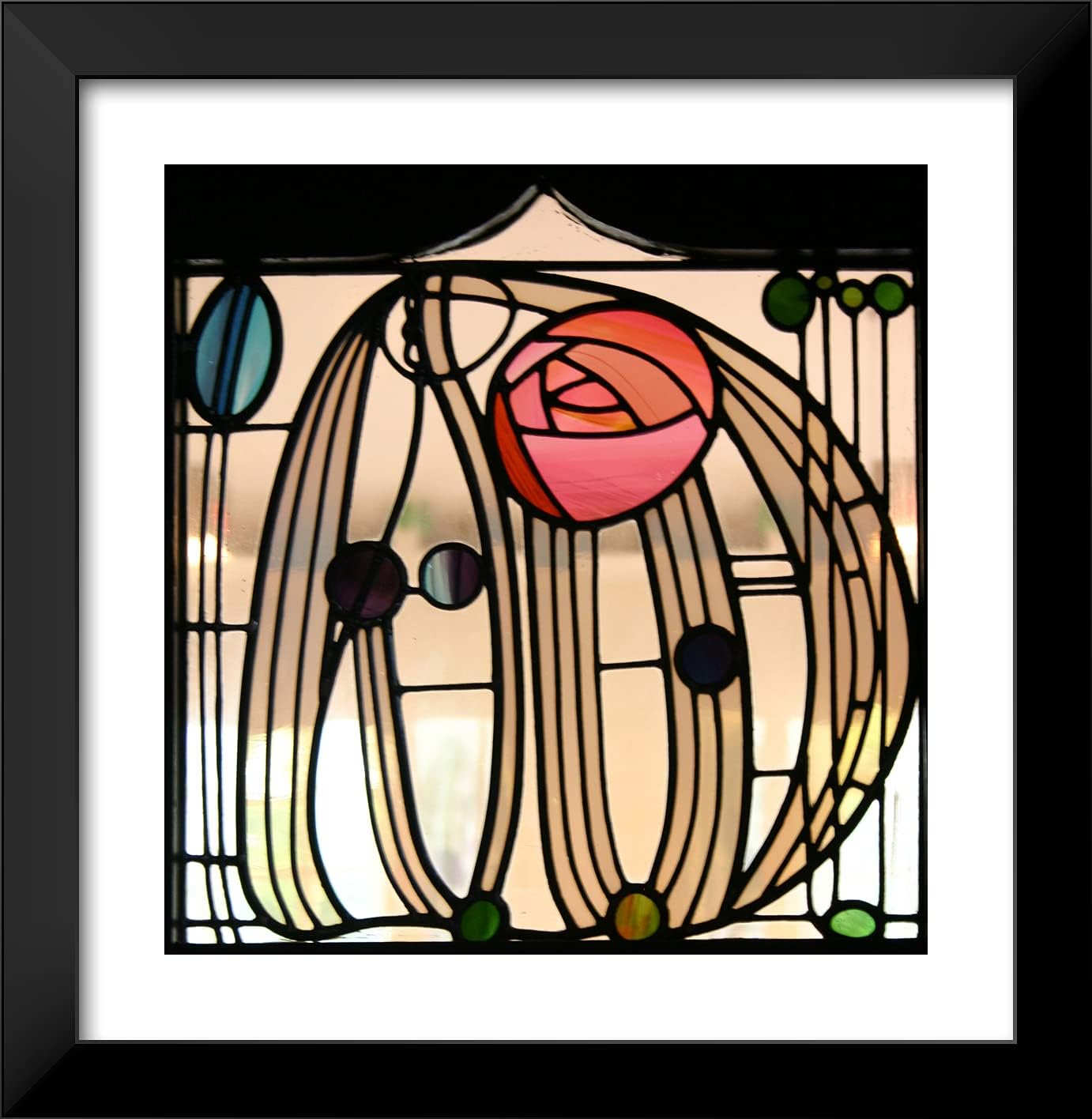 ArtDirect Mackintosh, Charles Rennie 20x20 Black Modern Framed Art Print Titled: Stained Glass Window The Hill House Glasgow