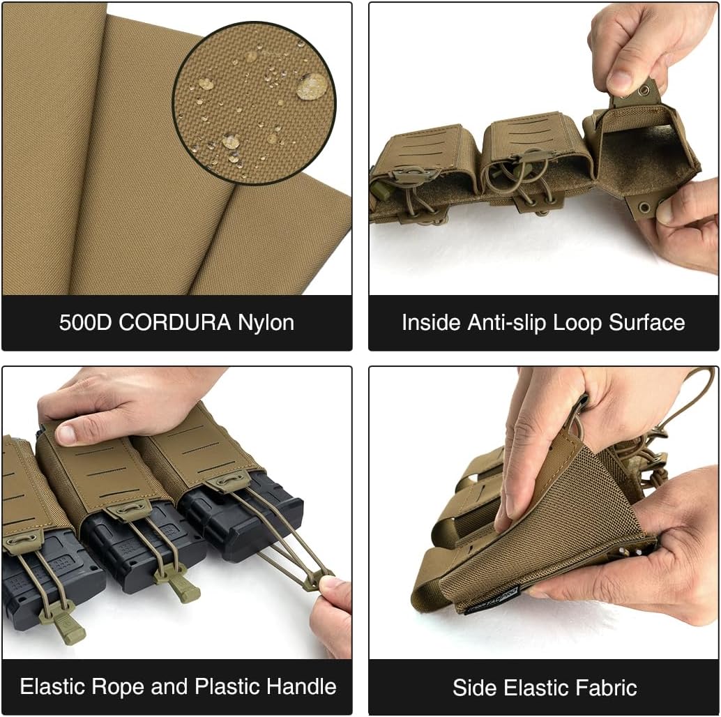 Triple MOLLE Mag Pouch Tactical 5.56 Magazine Pouch Open-top Carrier for M4 M16 AR15 G36 Magazine