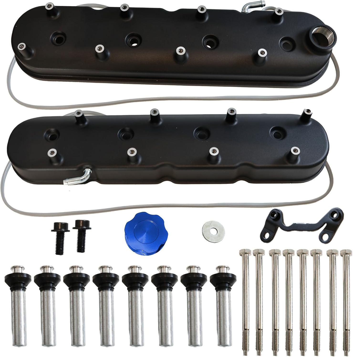 MITZONE Engine Valve Covers Compatible with Aluminum Tall Valve Covers w/Coil Mounts Fits for LS1 LS2 LS3 LS6 and LS7 72mm Bolt Spacing Black 241-112 GM LS