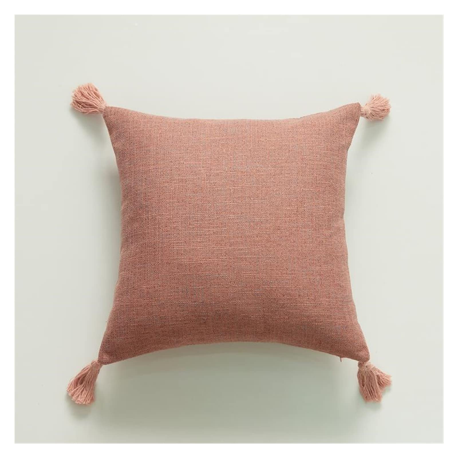 Funda de Almohada con borlas de cáñamo y algodón, Decorativa for el hogar, Funda de cojín Cuadrada de Estilo artístico Simple sin núcleo